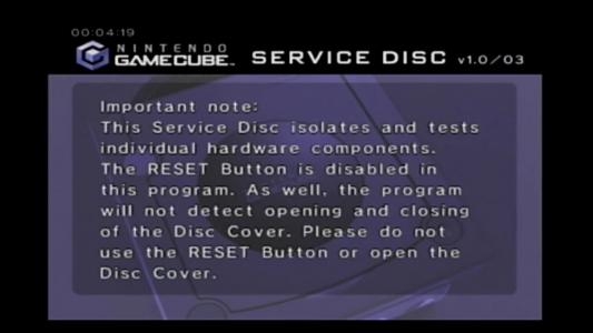 GameCube Service Disc v1.0/03 screenshot