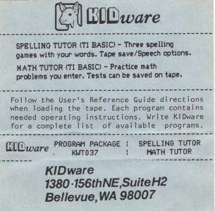 KidWare Program Package KWT037